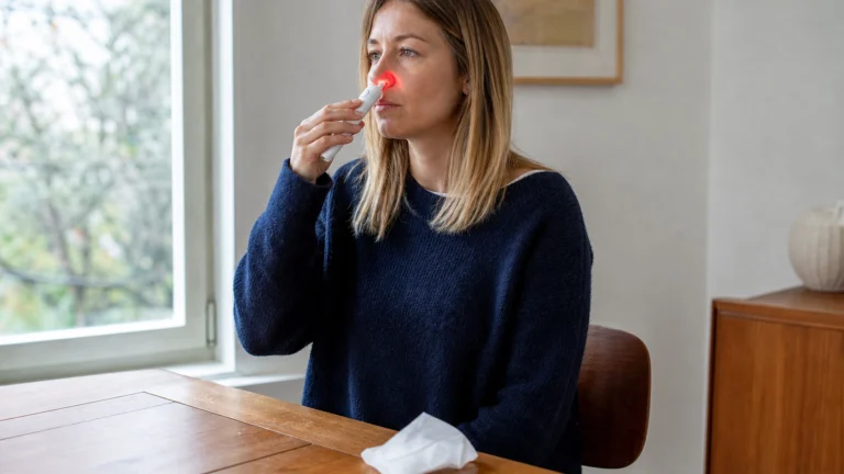 Illustration éditoriale pour l’article « Photothérapie allergie : soignez la rhinite par la lumière »